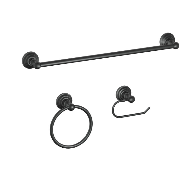 3 - Piece Bathroom Hardware Set, Matte Black