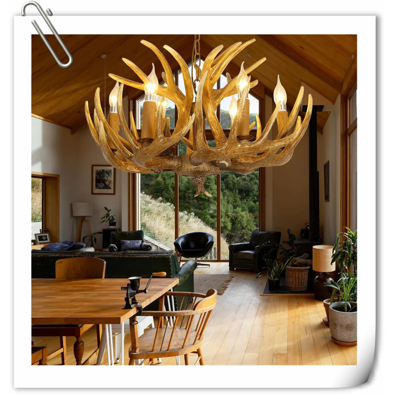 Luminaire suspendu à DEL 6 lumières en laiton antique Javia, 8