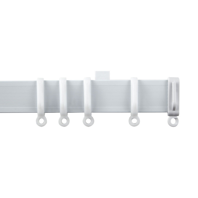 Minkah White Plastic / Acrylic Single Curtain Track, 180cm W
