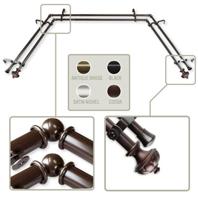 Steel Adjustable Bay Window Double Curtain Rod