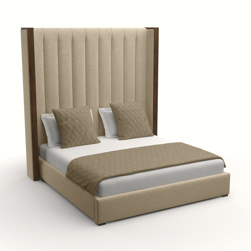 Dipson Upholstered Wingback Bed, King (High), Flax Revolution®