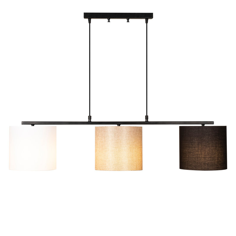 Bartels 3 - Light Black Kitchen Island Pendant, Black/Cream/ White