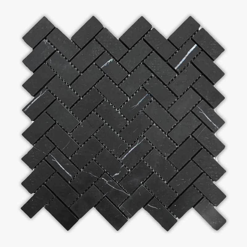 12 in. x 12 in. Herringbone Glossy Marble Tile