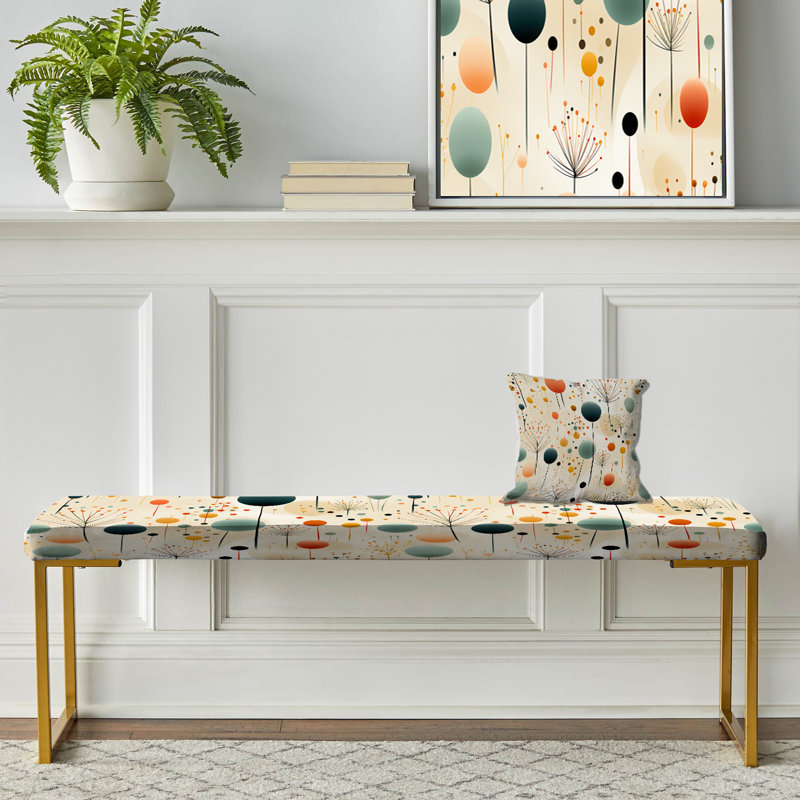Banc rembourré géométrique doré, Simplicity In Scandinavian Flowers