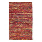 Red Flat-weave Tufted Sari Silk 4'x 6'