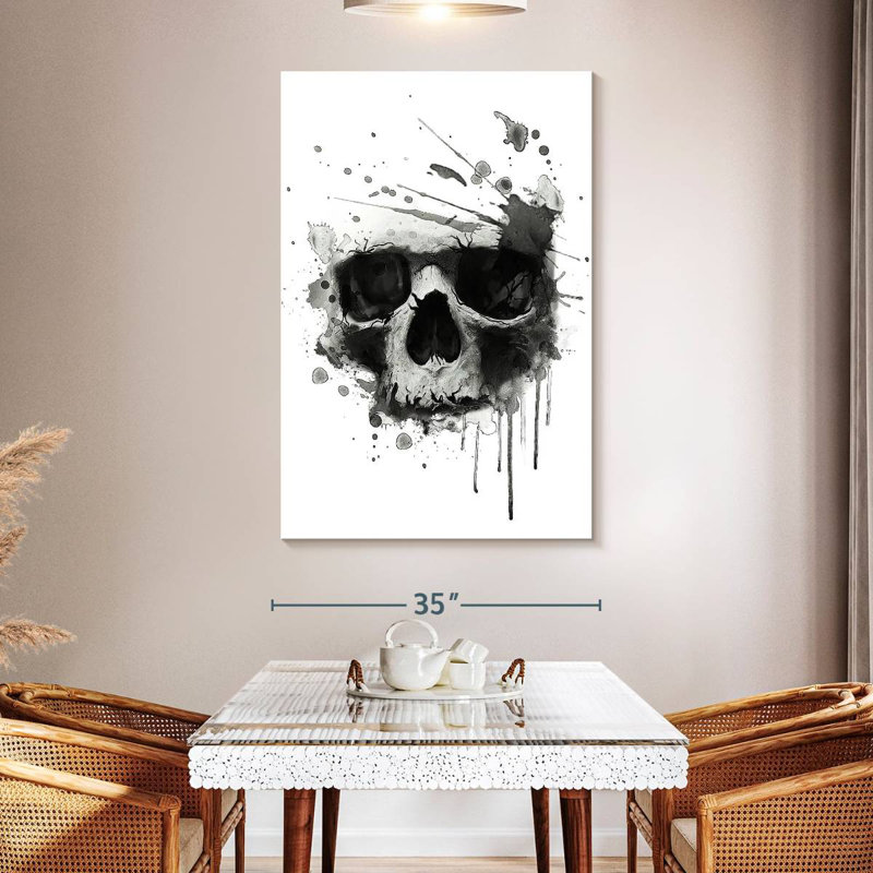 Hitzel Dark Blotted Skull, 51" H x 34" W