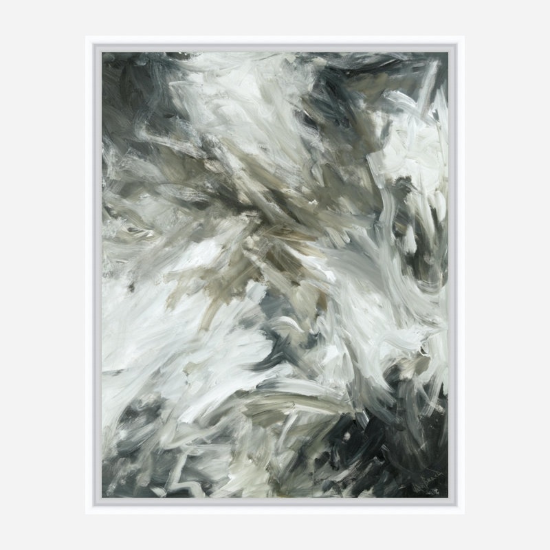 Abstract Print by John Beard, White Framed Canvas, 48" H x 36" W x 1.75" D