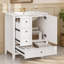 Meuble-lavabo 30 po avec lavabo, 1 armoire et 3 tiroirs, panneau de bois massif et panneau de fibres à densité moyenne, blanc-86867071
