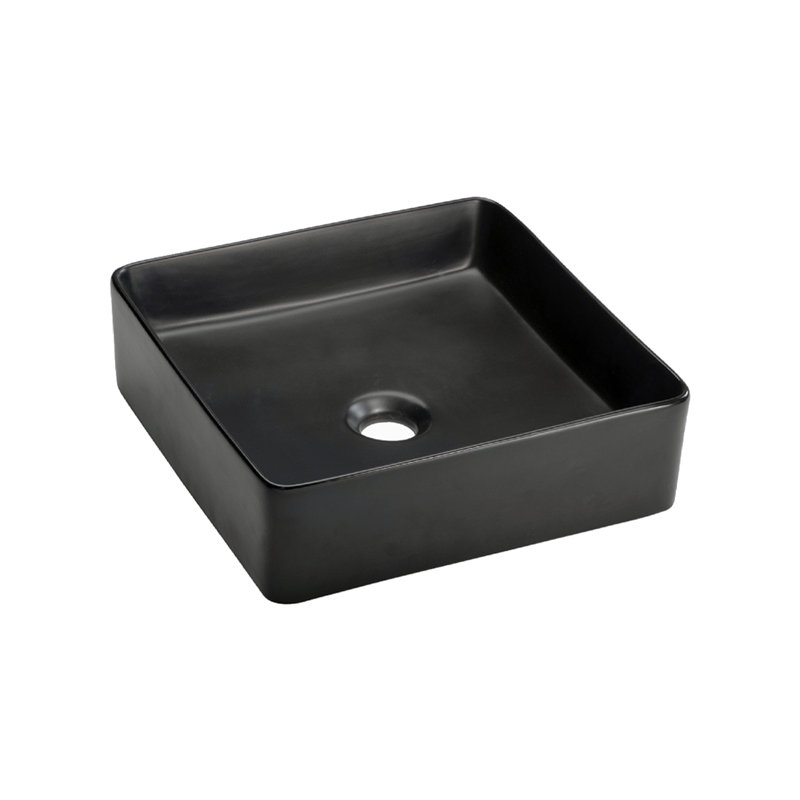 Lavabo de salle de bain carré en céramique pour bateau Agua, Noir mat