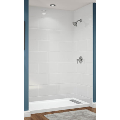Système de douche en alcôve en acrylique blanc 11 x 20 tuiles l 60 po x P 36 po x H 96 po
