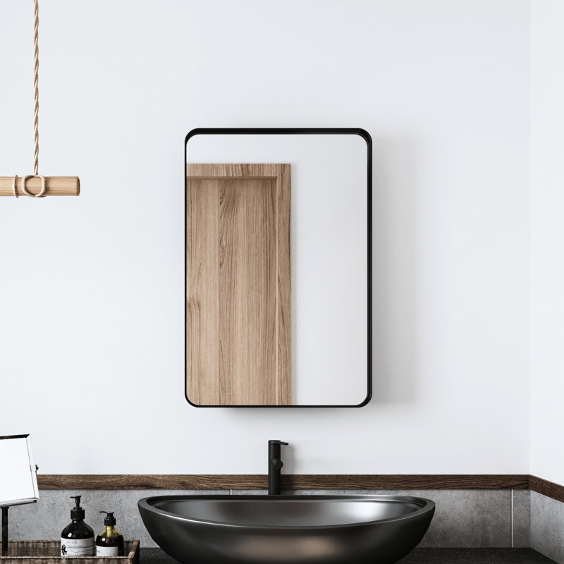 Armoire à pharmacie de salle de bain avec miroir: cadre en métal noir encastré de 20 po x 30 po, tablettes réglables - qualité, brouillard, corrosion, qualité de trait résistant