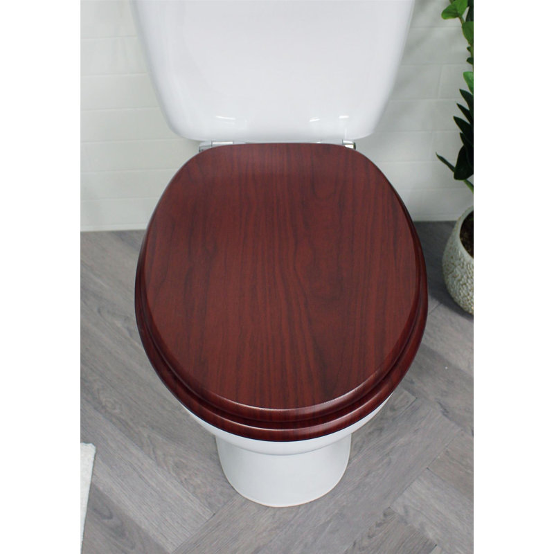 Sellman Soft Close Round Standard Toilet Seat, Mahognay
