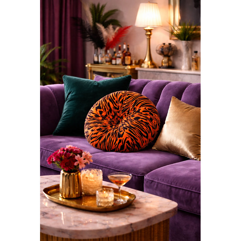 Coussin Therese, Zèbre orange, 12 po de diamètre
