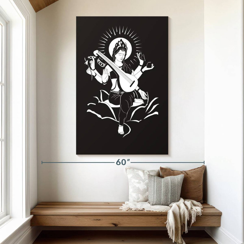 Adas symbolique Saraswati, H 51 po x l 34 po