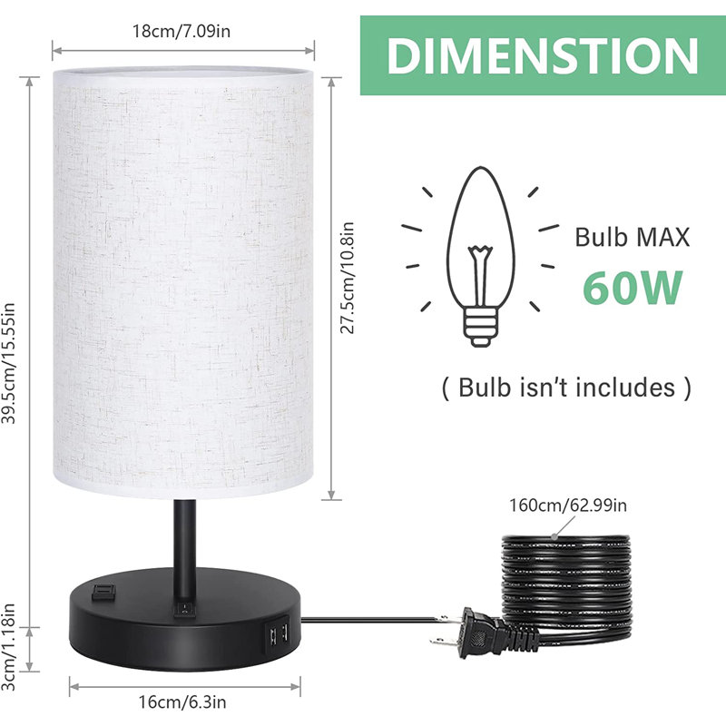Lampe de table USB en métal