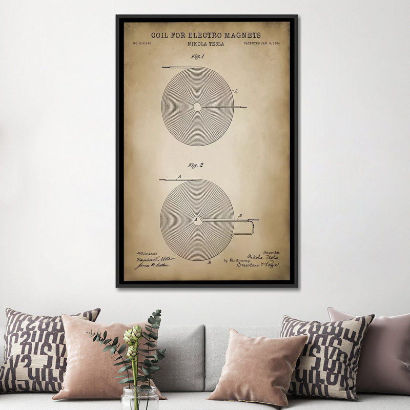 «Tesla Coil for Electro Magnets», impression sur toile, H 26 po x l 18 po x P 1,5 po, Toile avec cadre noir, Pas de tapis
