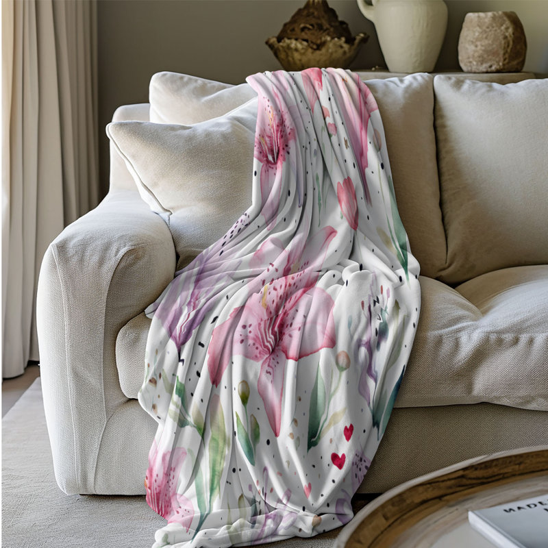 Serene Lily - couverture sherpa de qualité supérieure 1 pièce, L 60 po x L 80 po