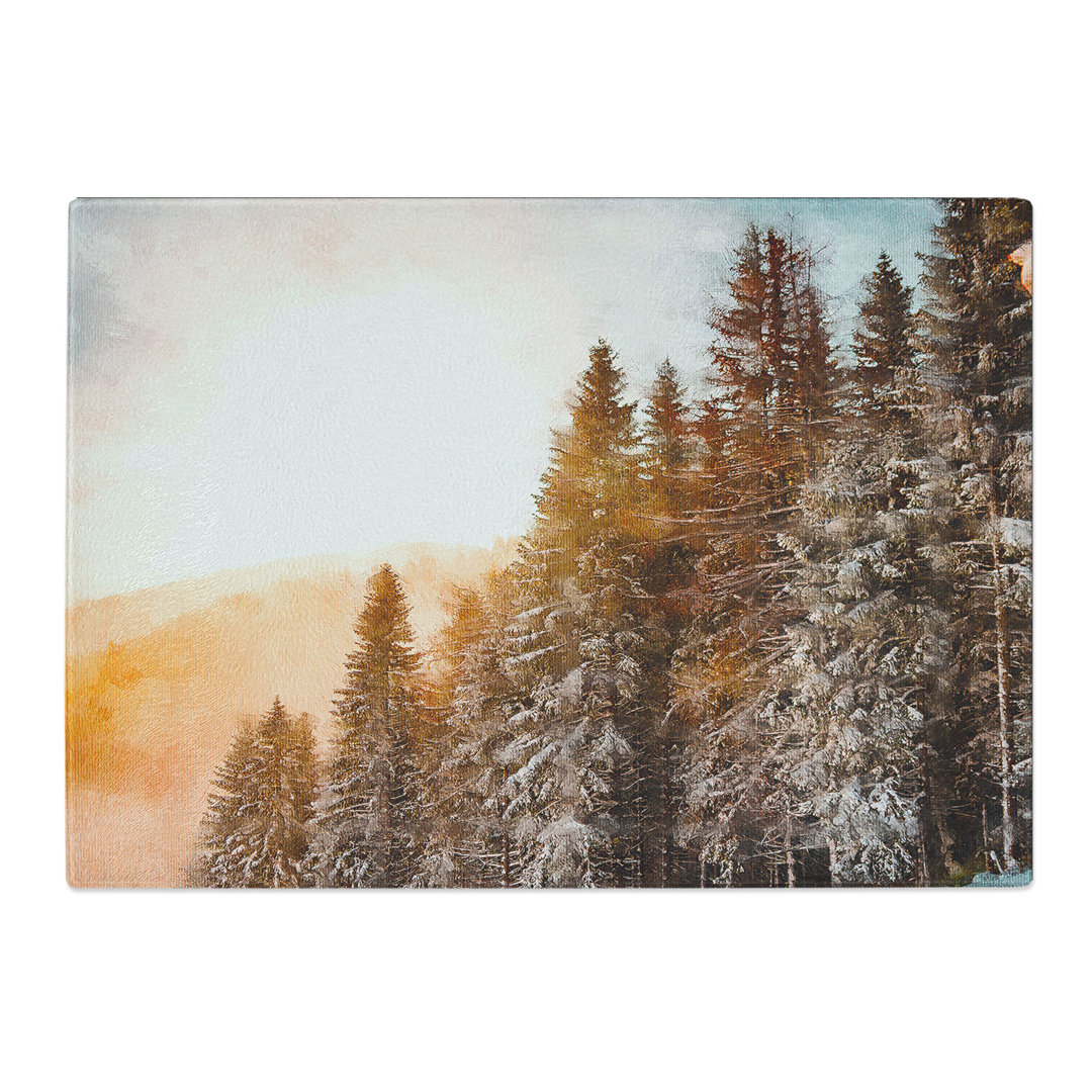 Tempered Glass Sunrise over the Forest Chopping Board
