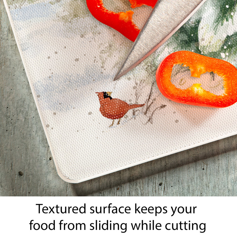 Winter Forest Santa Rectangular Tempered Glass Cutting Board