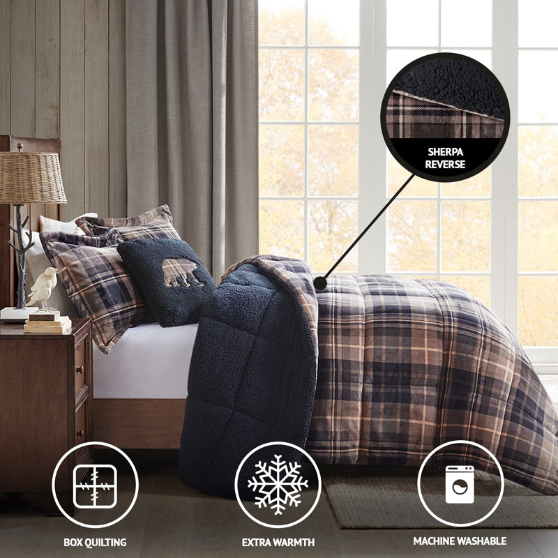 Alton Plush to Sherpa Down Alternative Comforter Set