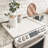 White Wooden Stove Top Cover in Soft Ivory Finish – Farmhouse Noodle Board Kitchen Countertop Tray with Handles, Fits Most Gas & Electric Ranges – Brandt Works USA-87748361