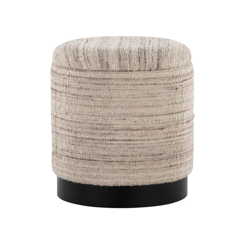Repose-pieds en laine et métal tissé à la main avec couvercle amovible, parfait pour une utilisation polyvalente et un décor intérieur.