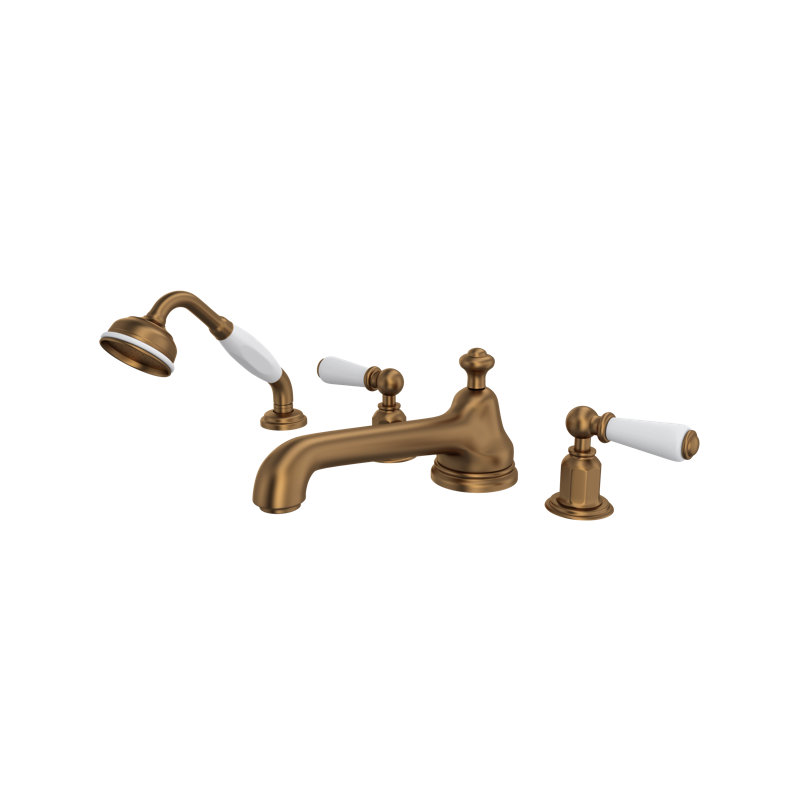 Edwardian™ Double Handle Deck Mounted Roman Tub Faucet, English Bronze, Lever Handle