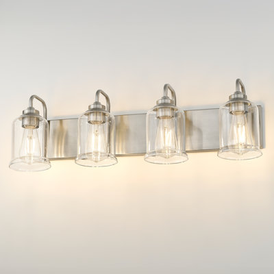 Dimmable Modern Vanity Light With Clear Glass Shade, Brushed Nickel Finish