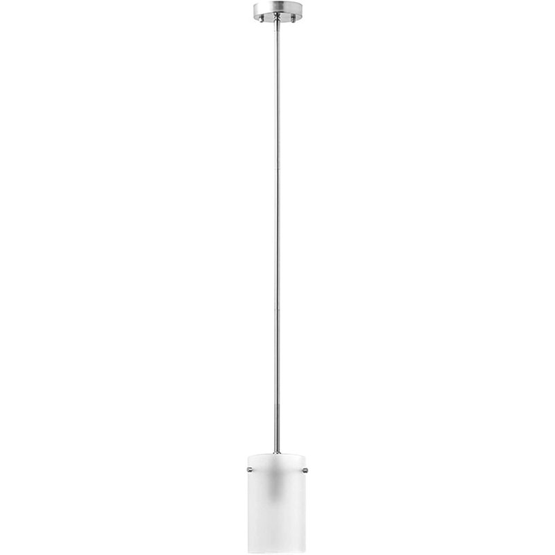 Luminaire suspendu cylindrique à 1 lumière Angelina, Brushed Nickel, Frosted, Medium Shade