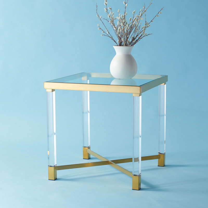 Table de bout à plateau en verre, Or