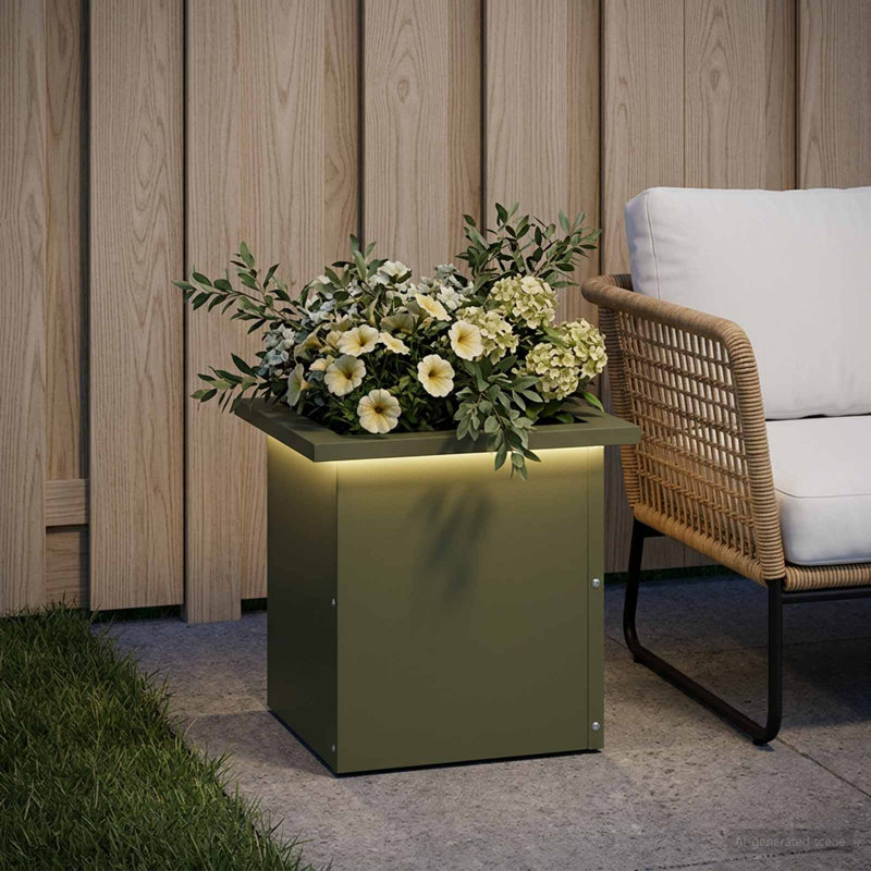 Planter Box, 30cm H x 30cm W x 30cm D, Olive Green, 1