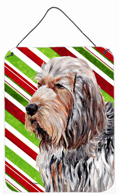 Noël de noël canne à sucre, impression sur plaque, Chien à loutre (gris)