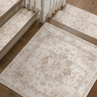 Stella Machine Washable Oriental Non-Slip Stair Landing Mat