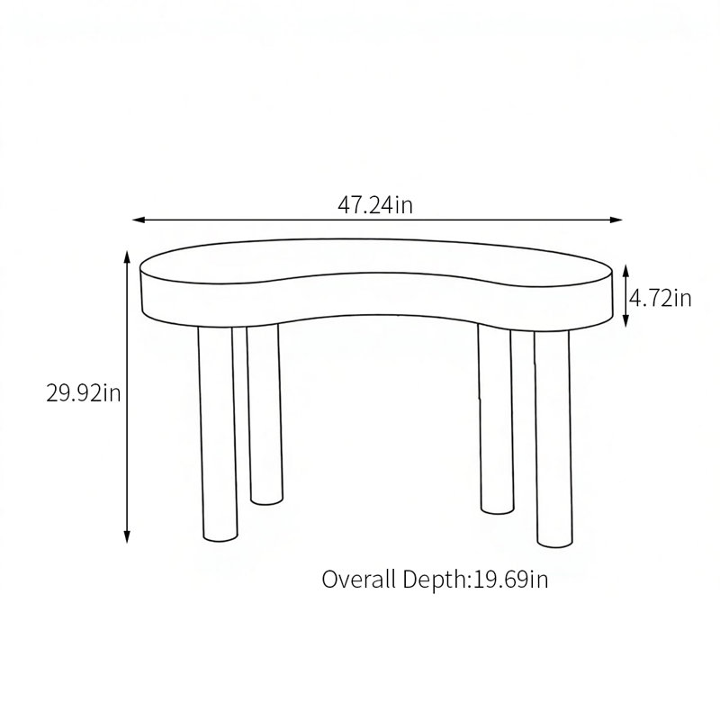 Console créative de forme unique, H 29,92 po x l 47,24 po x P 19,69 po