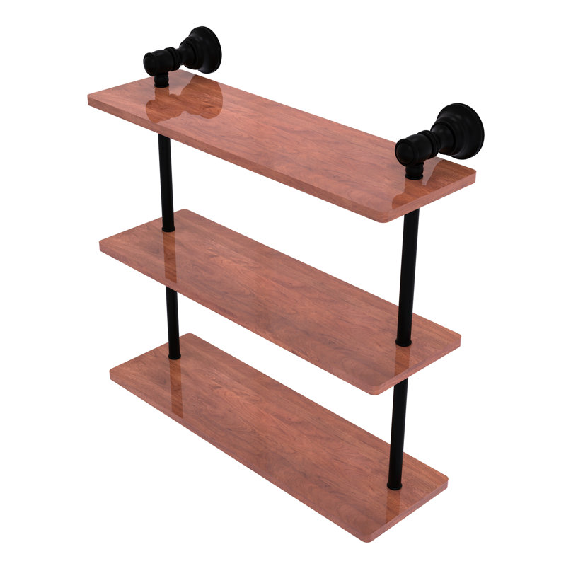 Étagère murale en bois triple Freyja, H 16 po x l 16 po x P 5,54 po, Noir mat