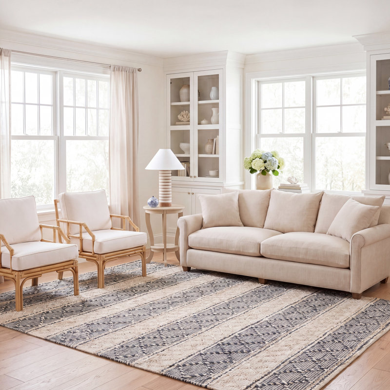 Clairvaux Natural Fiber Flat Weave Jute/Cotton Geometric Rug in Natural/Gray, Rectangle 8' x 10'