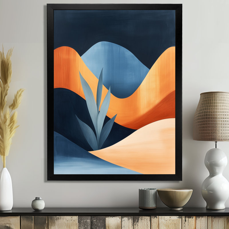 Dunes d'agaves bleues - Impression sur toile pour tableau du désert, H 32 po x l 24 po, Cadre photo noir