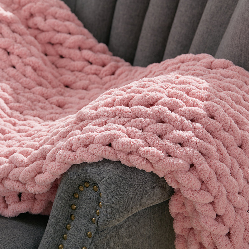 Alidiya Knitted Throw Blanket, W120 x L150cm, Pink