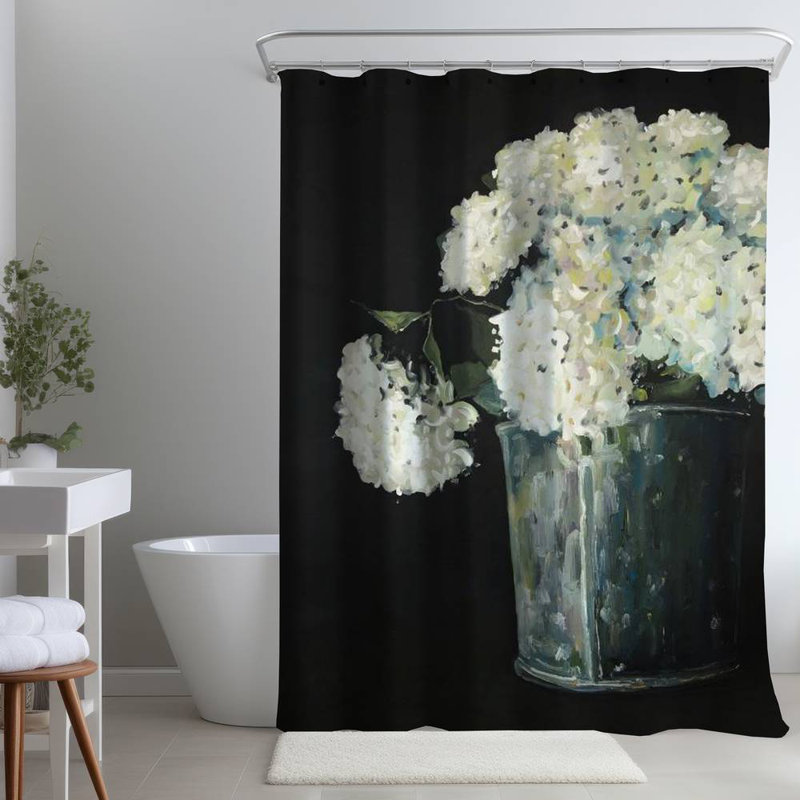 Floral – Polyester Shower Curtain, Dye Sublimation Print, 71" W × 74" L