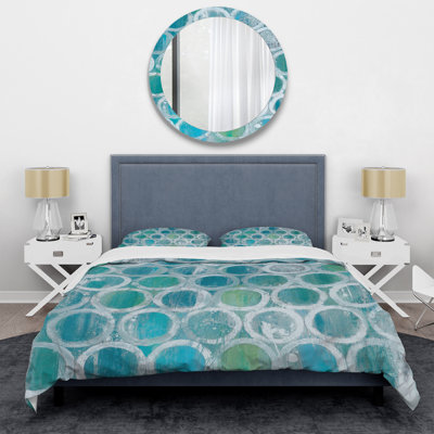 Natural Blue Circle - Modern & Contemporary Duvet Cover Set - Microfiber Polyester