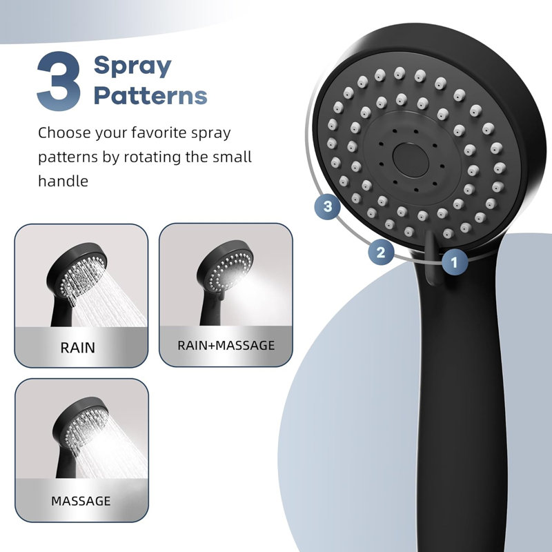GarveeHome 10" Pressure Shower Head, Rain & Handheld Combo with Extension Arm, 3 Spray Modes, Leak-Proof Design, Adjustable Height/Angle, Hose & Wall Mount Included