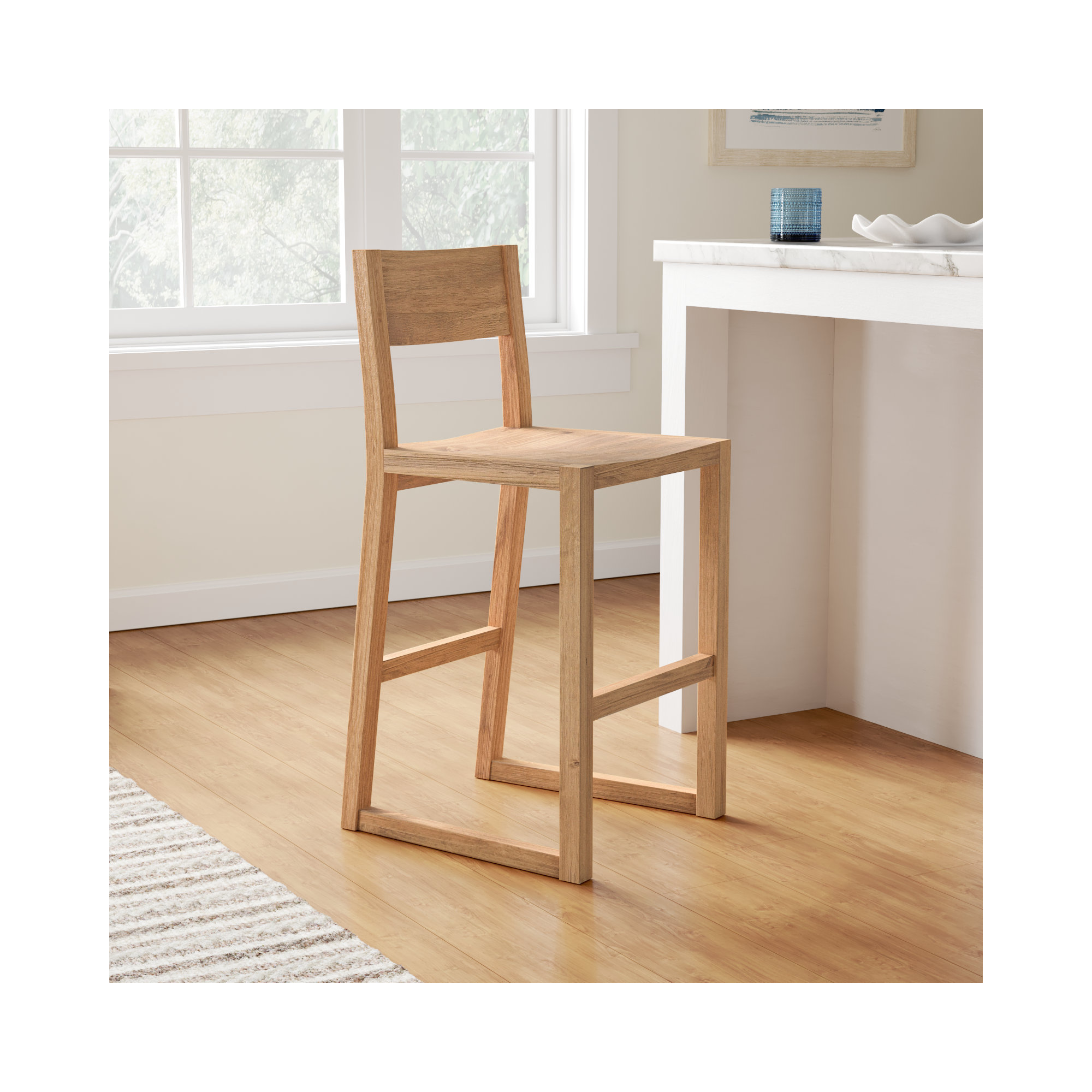 Modica Solid Wood Stool, Natural Brown, Counter Stool (24" Seat Height)