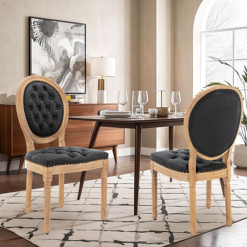 Upholstered Dining Side Chairs,Black, Black