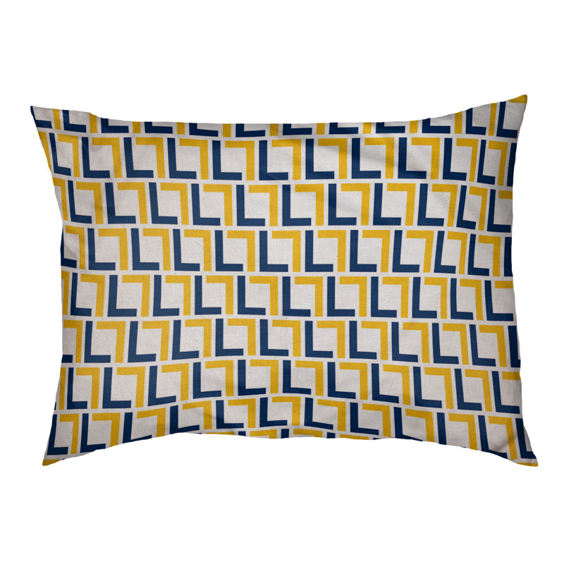 Coussin pour chien Brossard, Très grand (l 40 po x P 50 po x H 6 po), Blanc / bleu marine / or