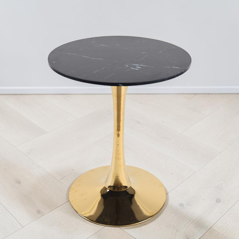 Table de bistro ronde, table de salle à manger à hauteur de comptoir, base à piédestal doré, contemporain, bar personnel, MDF