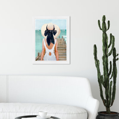 " Fashion And Glam Seagreen Pier Swimsuit " Painting Print
