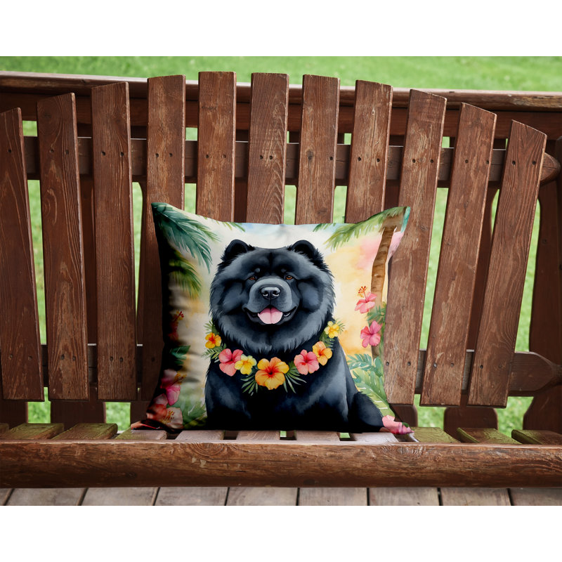 Chow Chow Luau Throw Pillow, H 14 po x l 14 po