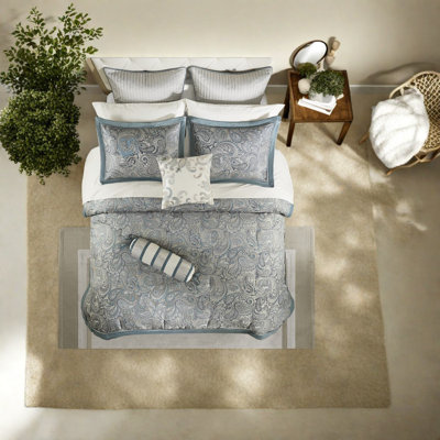 Premium Teal Bedding Sets With Cotton Sheets, Modern Paisley Design, Home Comfort