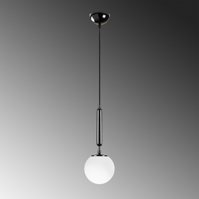 Industrial-Style Chandelier, Black & White Abstract Design, Adjustable Height 19.7 x 19.7 x 53.1 inches | Metal Body with Glass Cap, Max Bulb Size 2.4 x 3.5 inches | Perfect for Scandinavian and Modern Decor