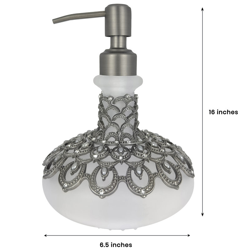Distributeur de savon et de lotion en verre givré rechargeable avec pompe en étain - Élégant décor de Noël pour la salle de bain et cadeau pour maman